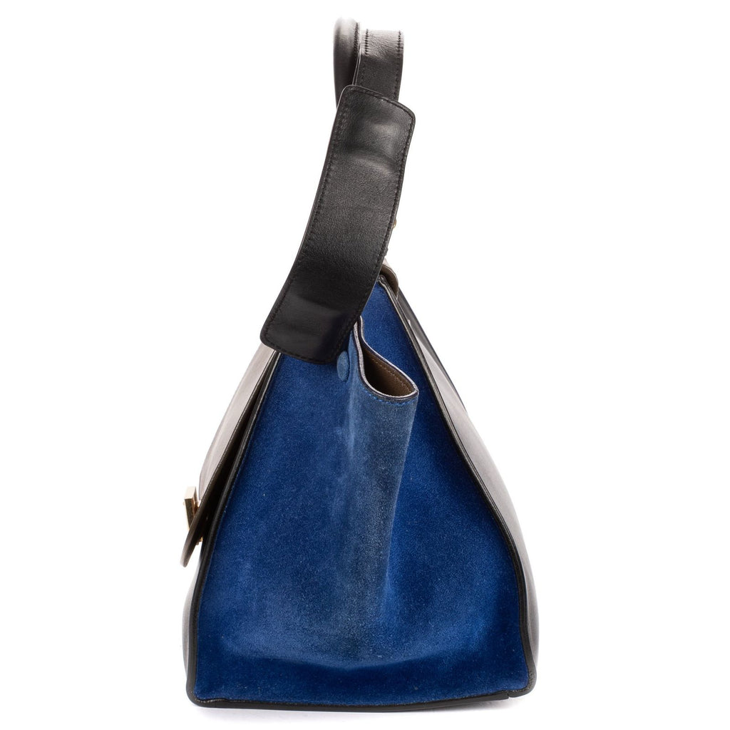 Celine Tricolor le Trapeze Zuto Pu Black Blue Smooth Calfskin Shoulder — view 3