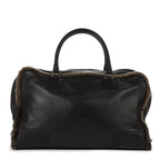 Loewe Amazona Large Boston Black Brown Aged Calfskin Fur Canvas Handbag — view 4