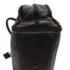 Loewe Amazona Large Boston Black Brown Aged Calfskin Fur Canvas Handbag — view 8