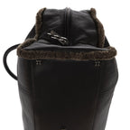 Loewe Amazona Large Boston Black Brown Aged Calfskin Fur Canvas Handbag — view 7