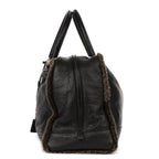 Loewe Amazona Large Boston Black Brown Aged Calfskin Fur Canvas Handbag — view 3