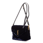 Saint Laurent Toy Loulou Crossbody Navy Chevron Velvet Canvasa — view 2