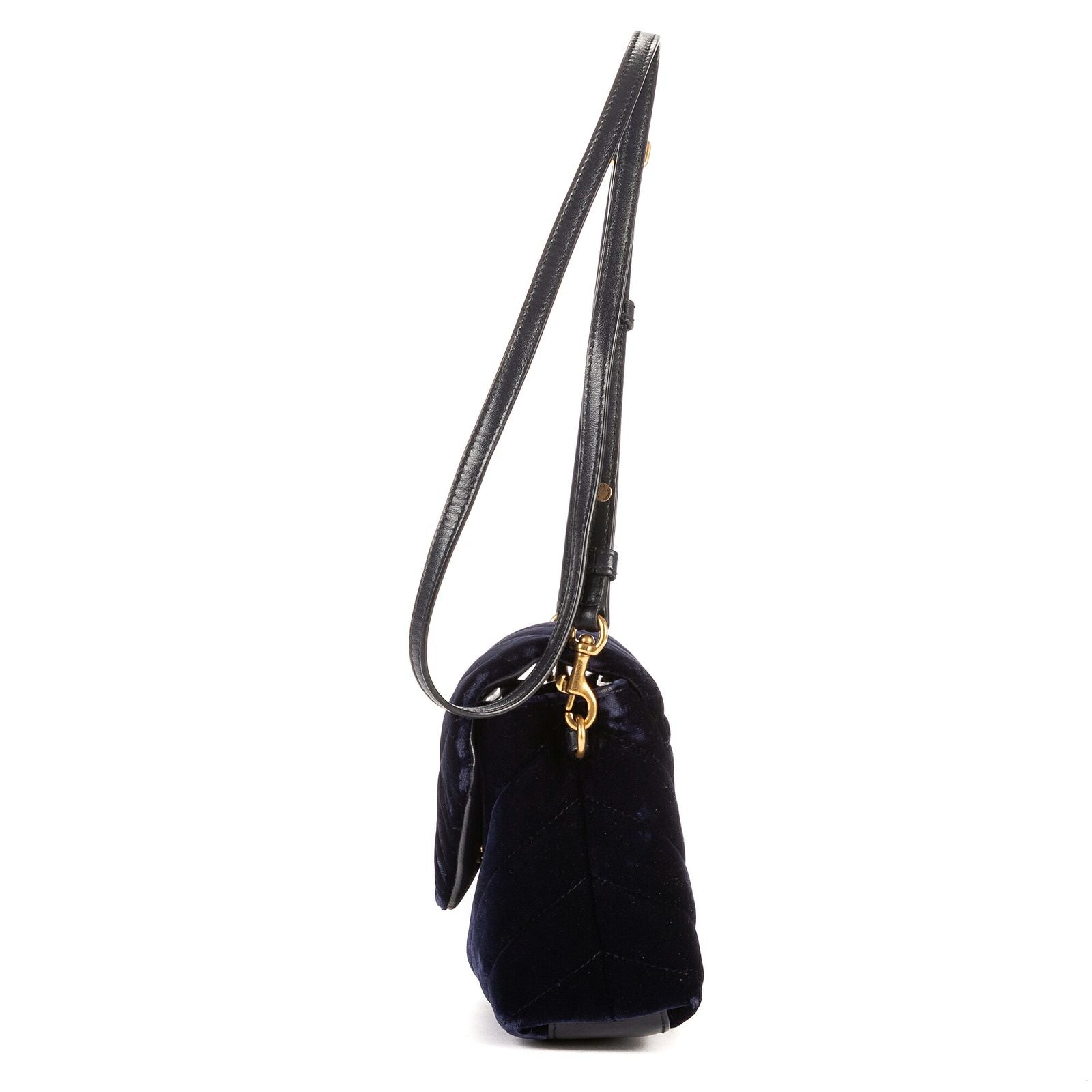 Saint Laurent Toy Loulou Crossbody Navy Chevron Velvet Canvasa — view 3