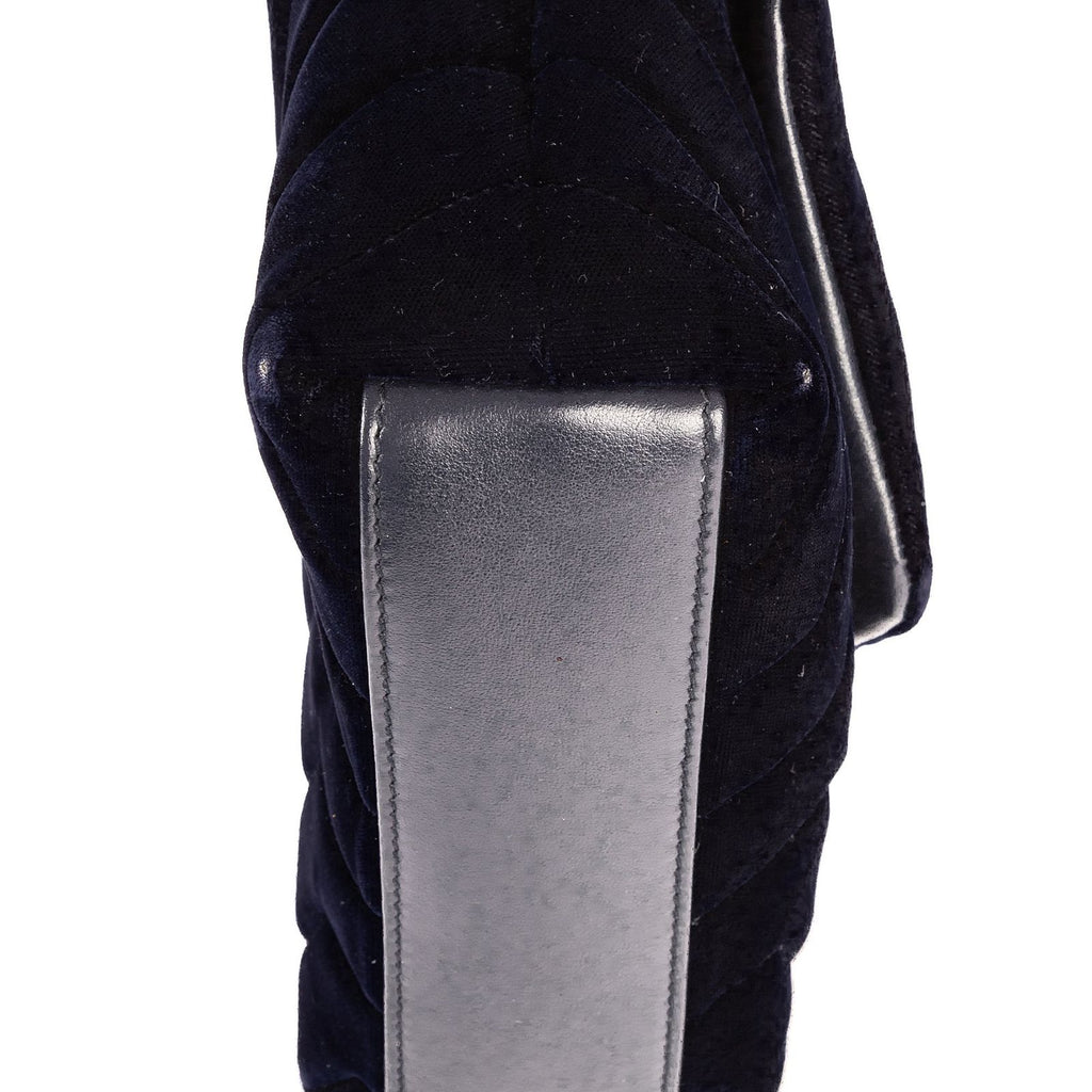 Saint Laurent Toy Loulou Crossbody Navy Chevron Velvet Canvasa — view 7