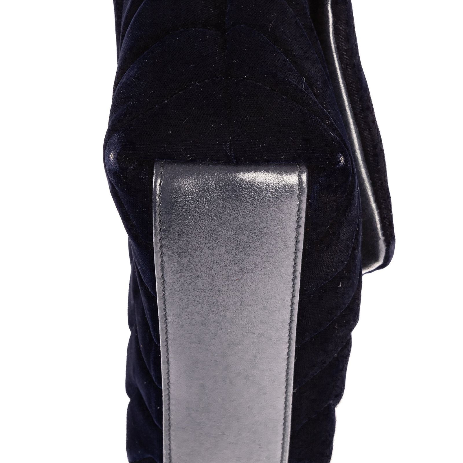 Saint Laurent Toy Loulou Crossbody Navy Chevron Velvet Canvasa — view 7
