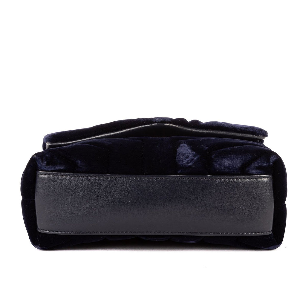 Saint Laurent Toy Loulou Crossbody Navy Chevron Velvet Canvasa — view 6