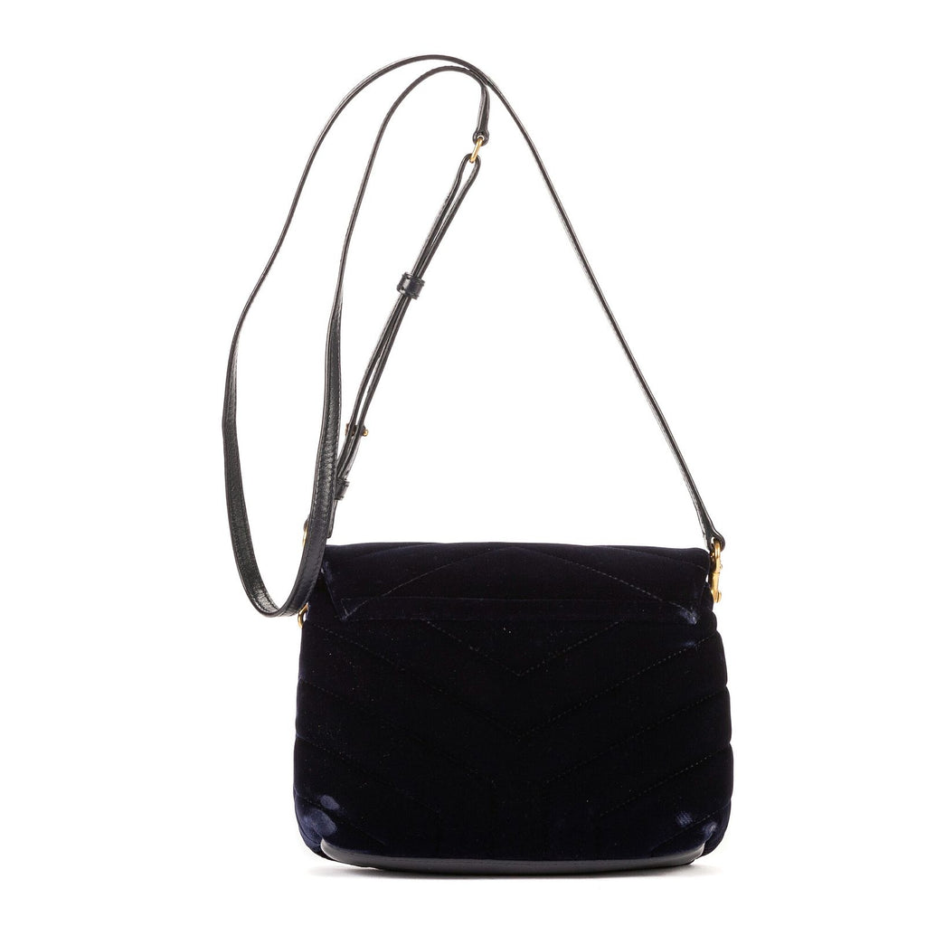 Saint Laurent Toy Loulou Crossbody Navy Chevron Velvet Canvasa — view 4