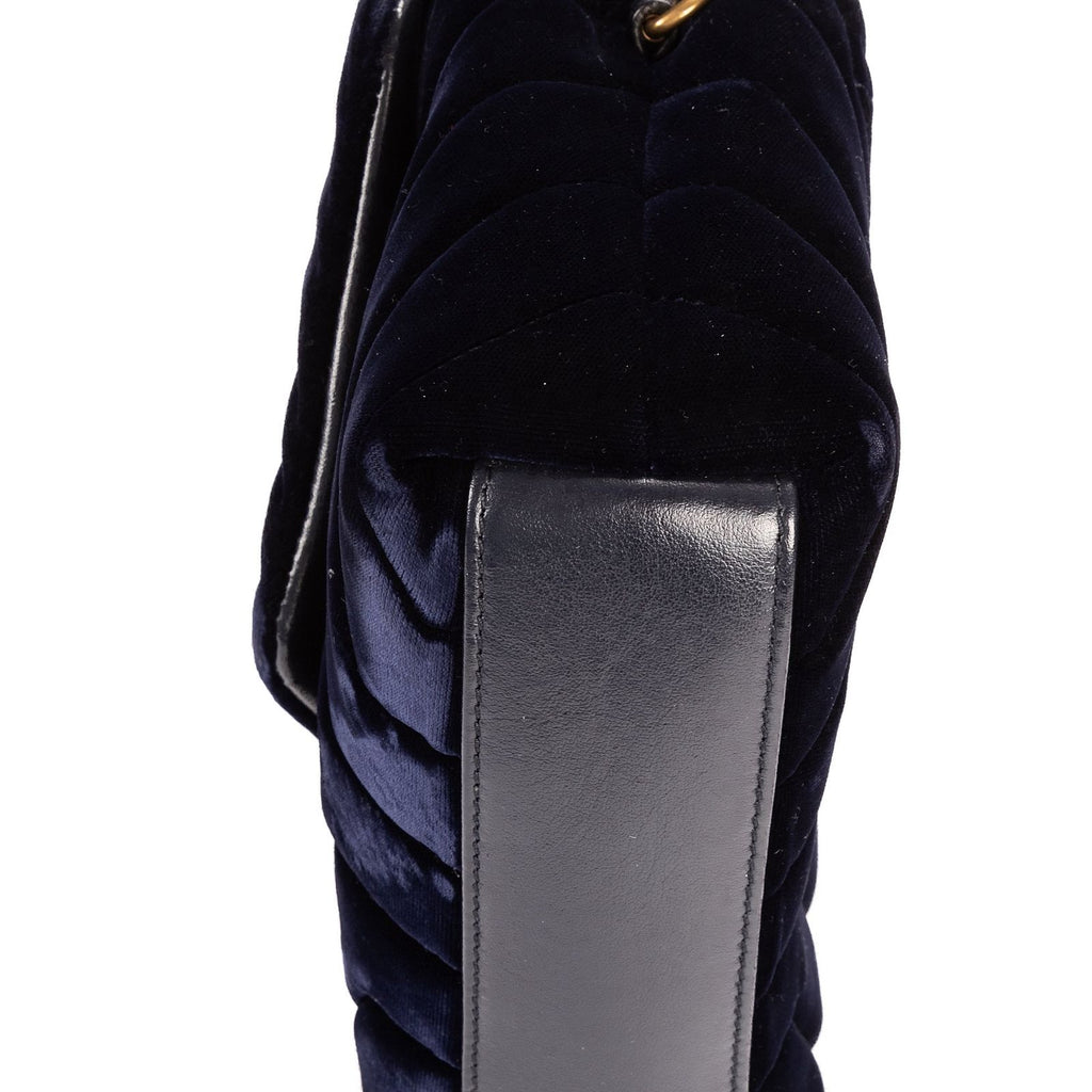 Saint Laurent Toy Loulou Crossbody Navy Chevron Velvet Canvasa — view 8