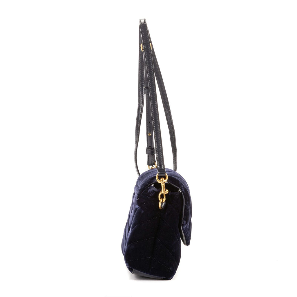 Saint Laurent Toy Loulou Crossbody Navy Chevron Velvet Canvasa — view 5