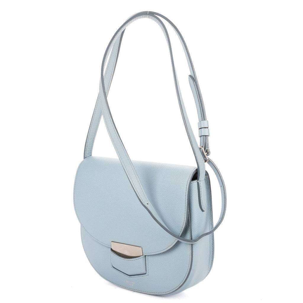 Celine Small Trotteur Crossbody Blue Grain Calf Skin Leather — view 2
