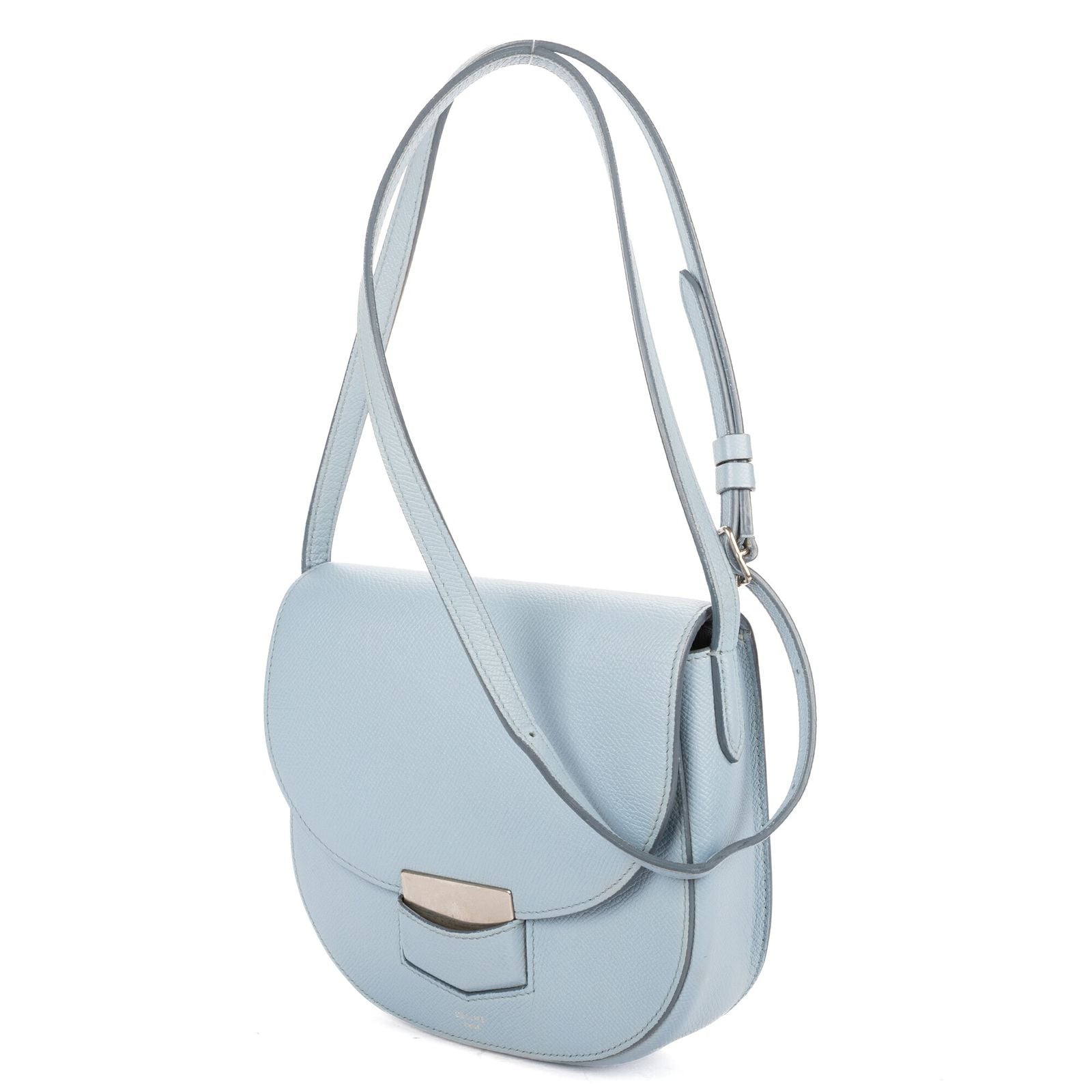 Celine Small Trotteur Crossbody Blue Grain Calf Skin Leather — view 2