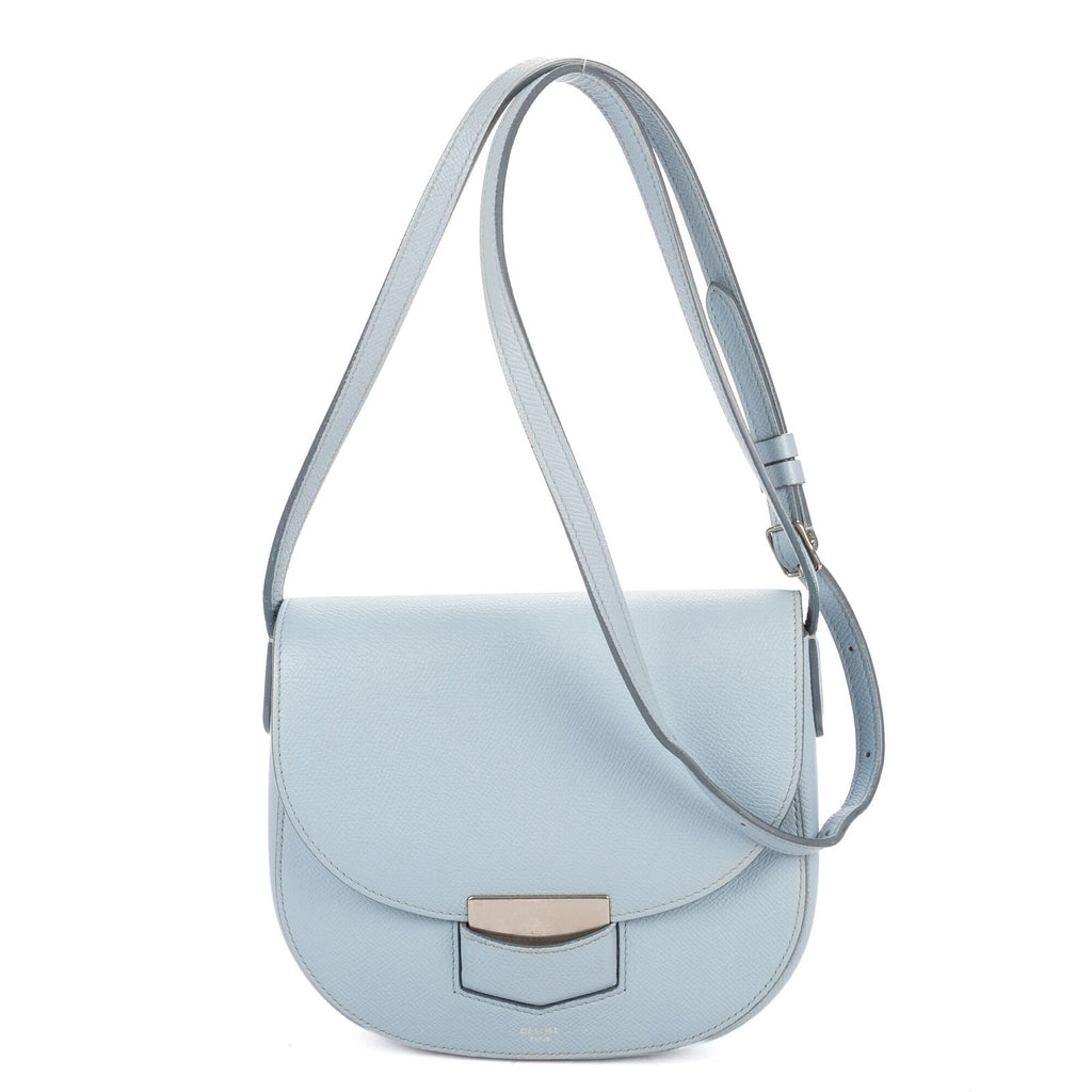 Celine Small Trotteur Crossbody Blue Grain Calf Skin Leather