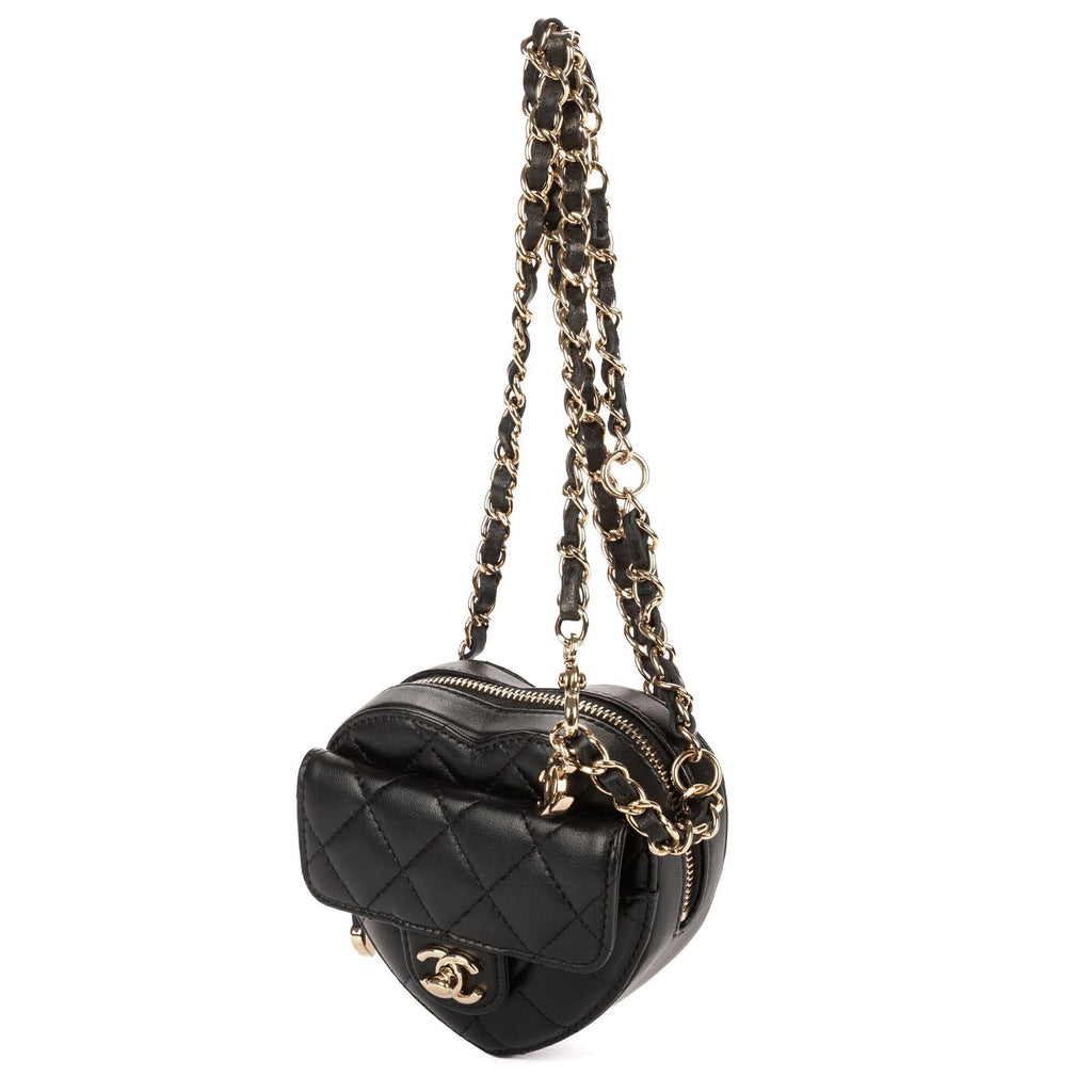 Chanel Heart Belt Bag Black Quilted Lambskin Leather — view 2