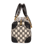 Celine Collection Small Boston Bag Black White Print Embroidery Canvas — view 4