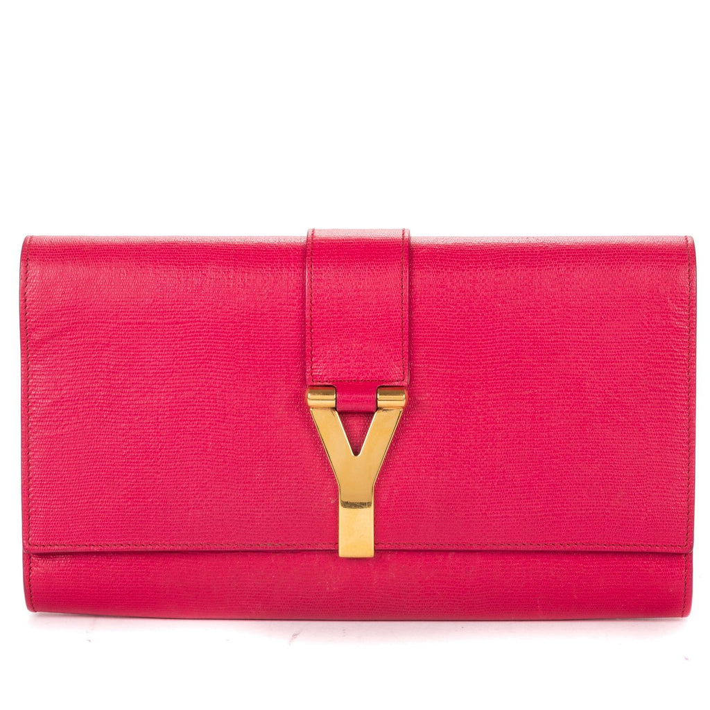Saint Laurent Line Clutch Pink Calfskin Leather