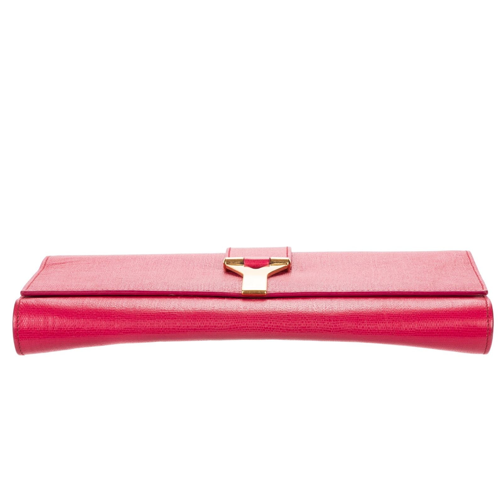 Saint Laurent Line Clutch Pink Calfskin Leather — view 6