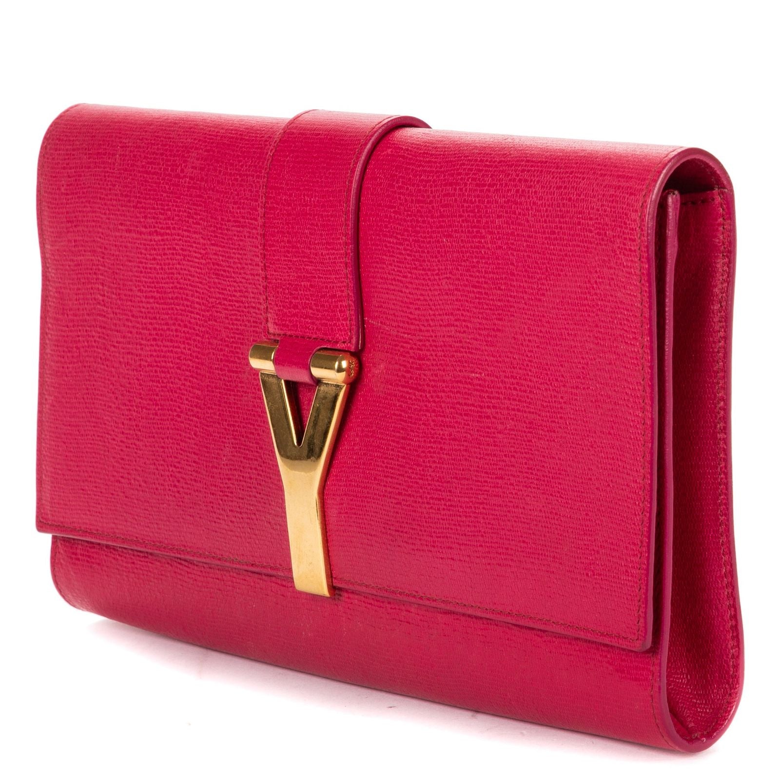 Saint Laurent Line Clutch Pink Calfskin Leather — view 2