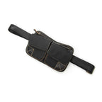 Celine Double Pocket Waist Bag Black Macadamia Canvas
