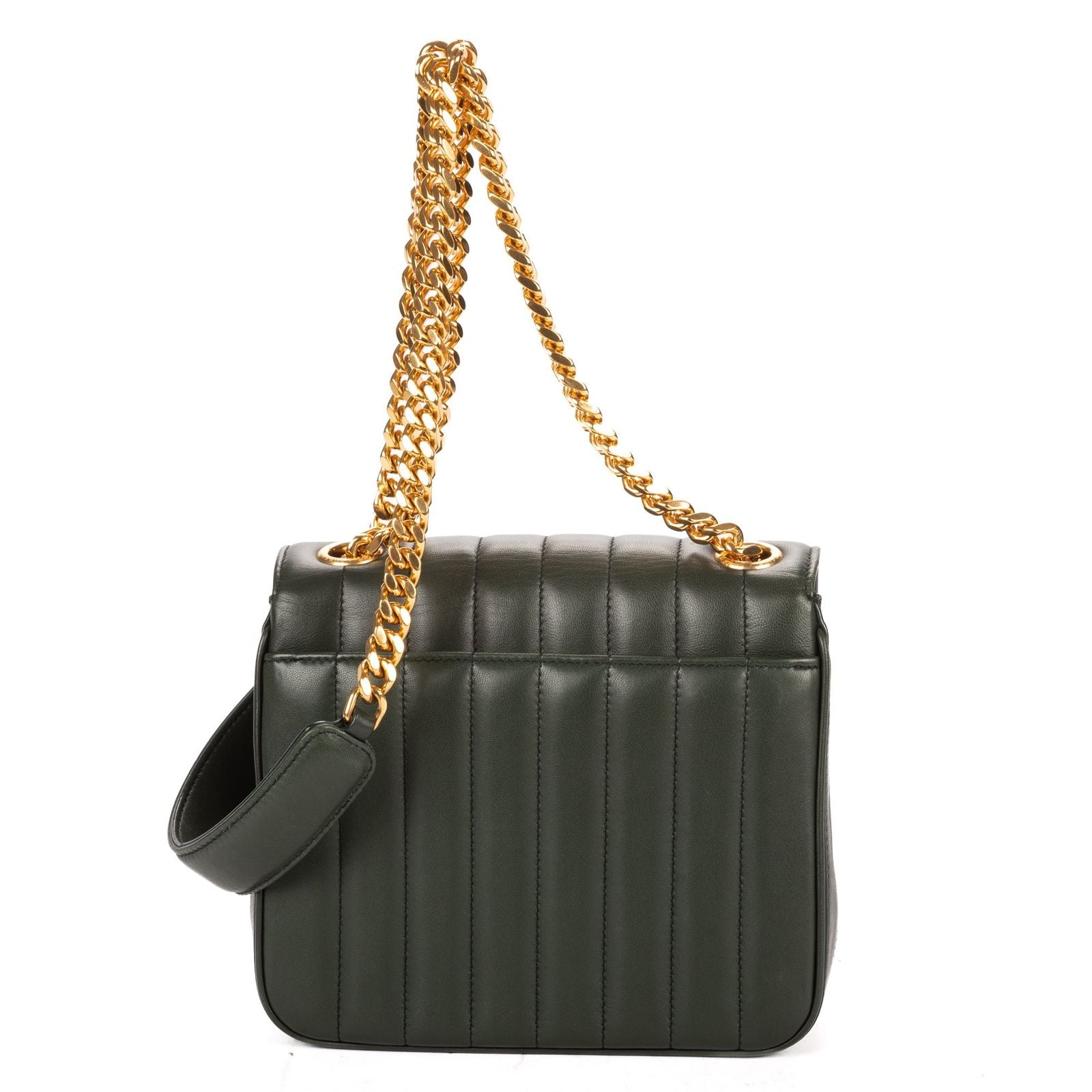Saint Laurent Small Vicky Chain Flap Crossbody Da Green Matelasse Calfskin — view 5