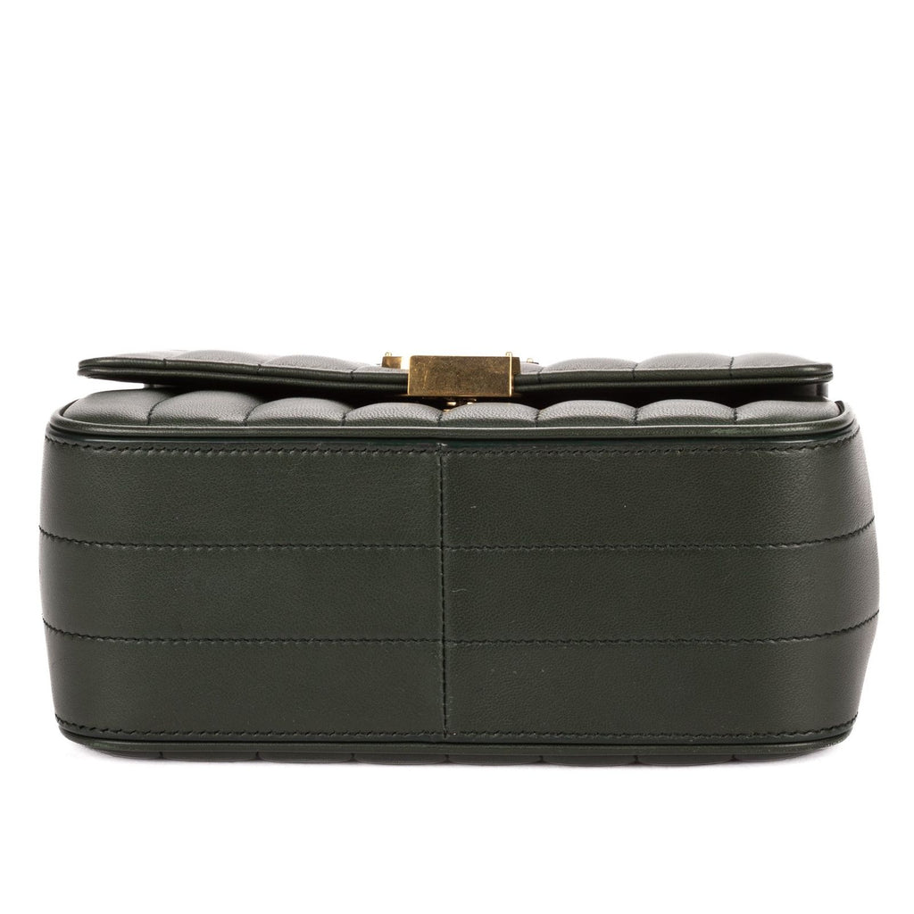 Saint Laurent Small Vicky Chain Flap Crossbody Da Green Matelasse Calfskin — view 6