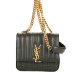 Saint Laurent Small Vicky Chain Flap Crossbody Da Green Matelasse Calfskin