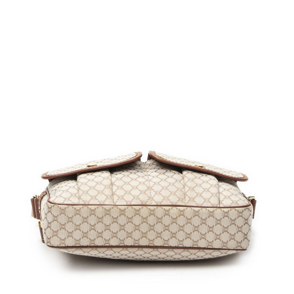 Celine Double Pocket Zip Crossbody Brown Beige Macadam Canvas — view 6