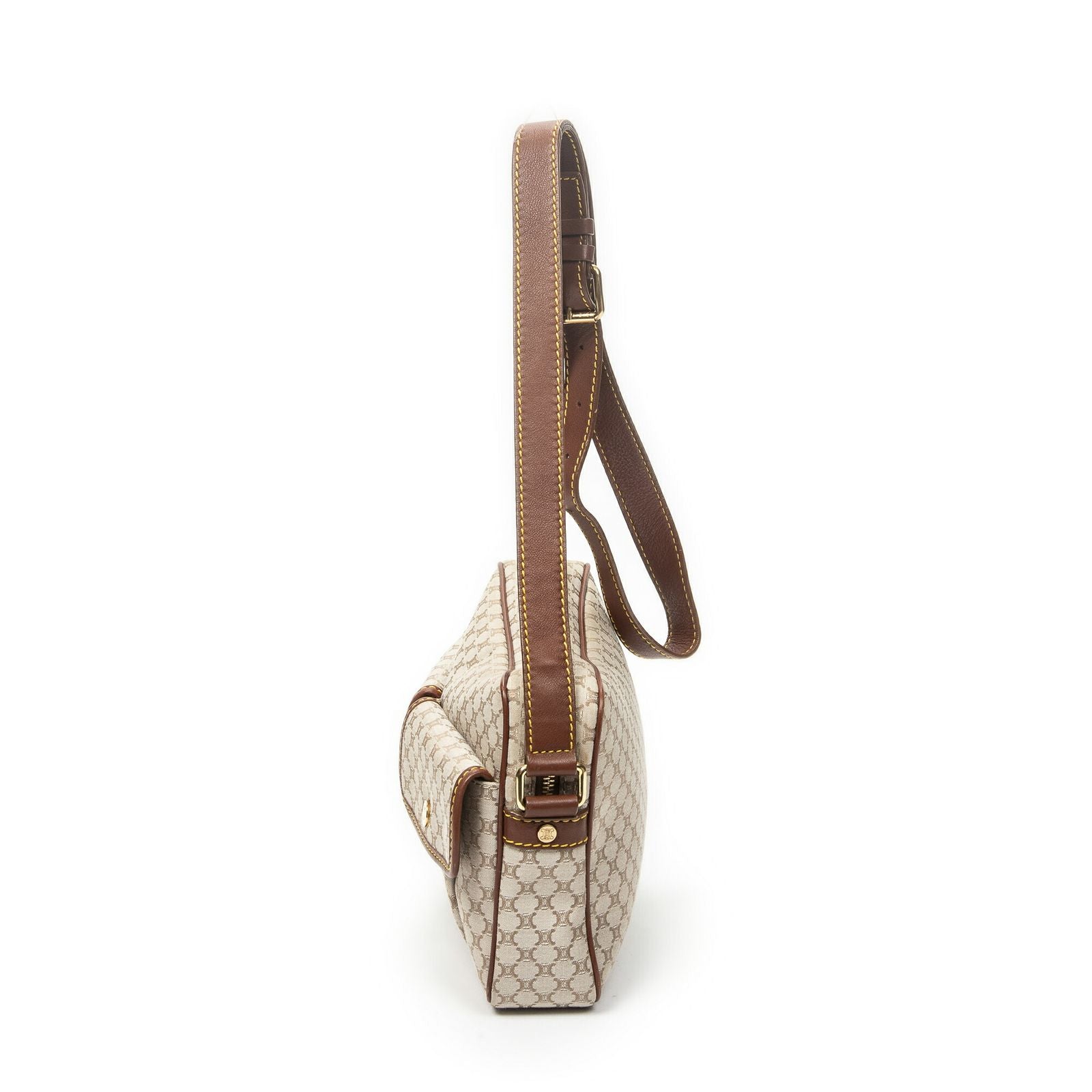 Celine Double Pocket Zip Crossbody Brown Beige Macadam Canvas — view 3