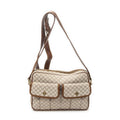 Celine Double Pocket Zip Crossbody Brown Beige Macadam Canvas