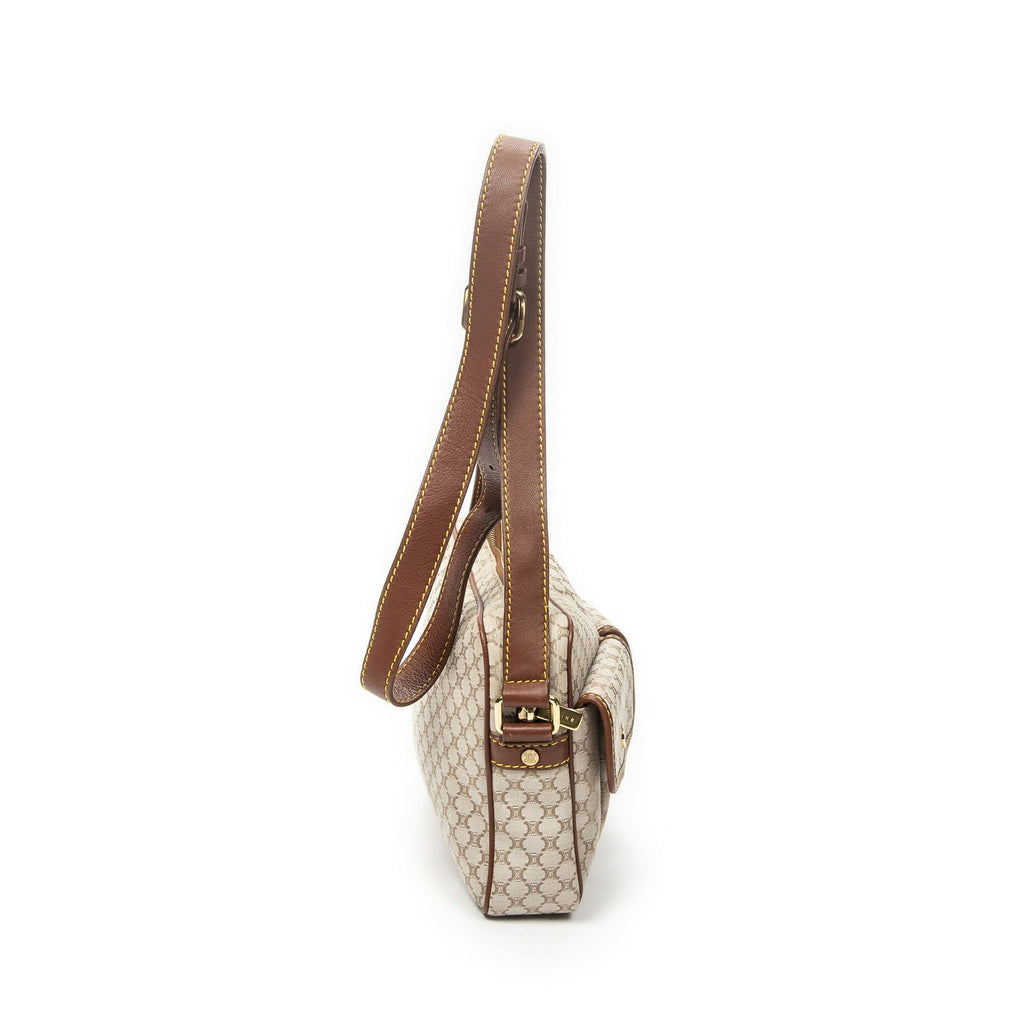 Celine Double Pocket Zip Crossbody Brown Beige Macadam Canvas — view 4