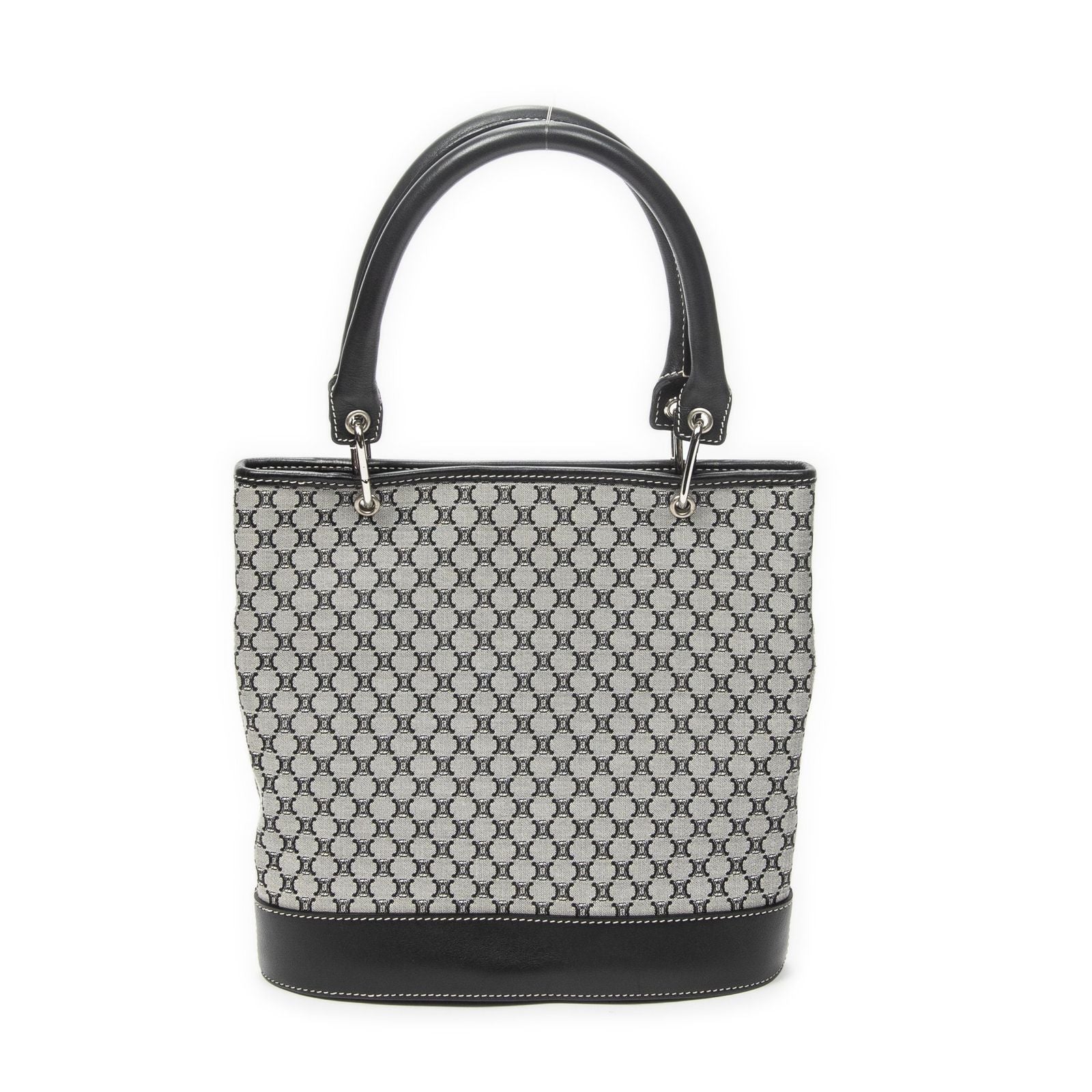 Celine Turnlock Bucket Tote Black Gray Macadamia Canvas — view 5