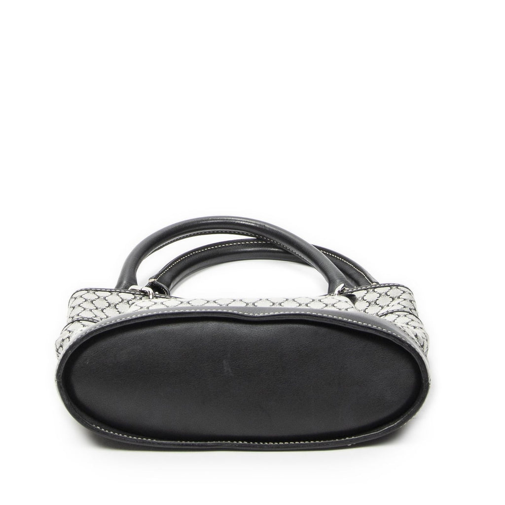 Celine Turnlock Bucket Tote Black Gray Macadamia Canvas — view 6