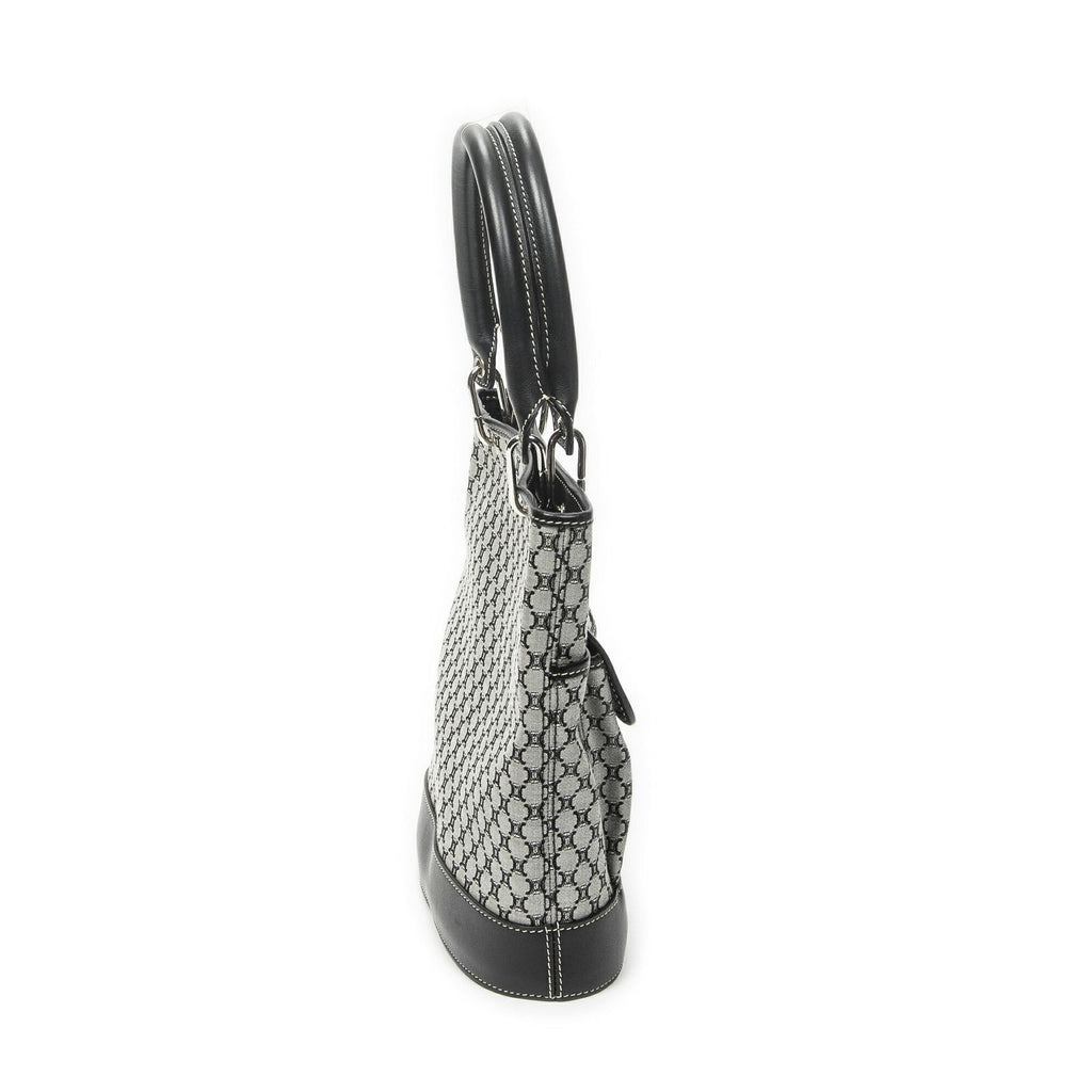 Celine Turnlock Bucket Tote Black Gray Macadamia Canvas — view 4