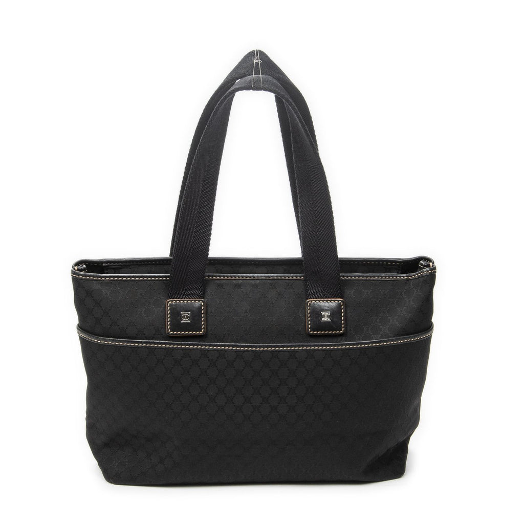 Celine Zip Tote Black Macadam Canvas