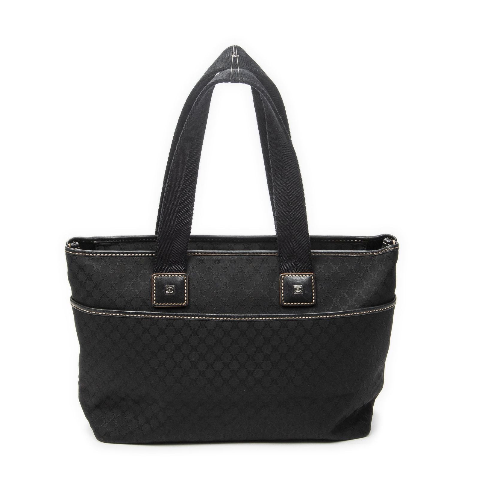 Celine Zip Tote Black Macadam Canvas