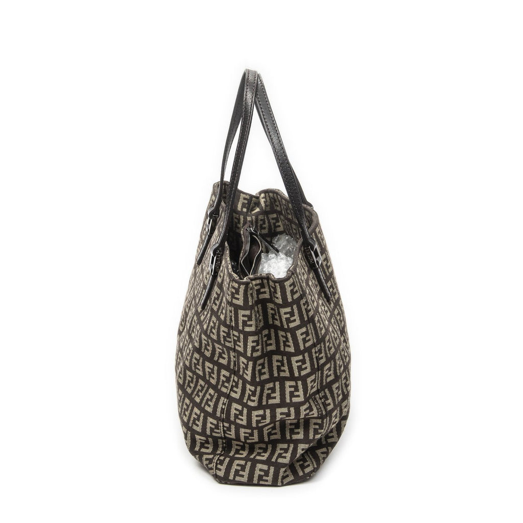 Fendi Smo le Pop Tote Da Brown Beige Zucchini No Canvas — view 4