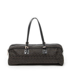 Fendi East West Boston Black Brown Zucchini No Canvas Shoulder