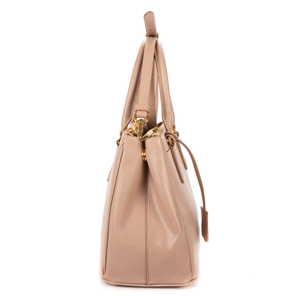 Prada la the Double Zip Galleria Tote Pink Saffiano Leather — view 4