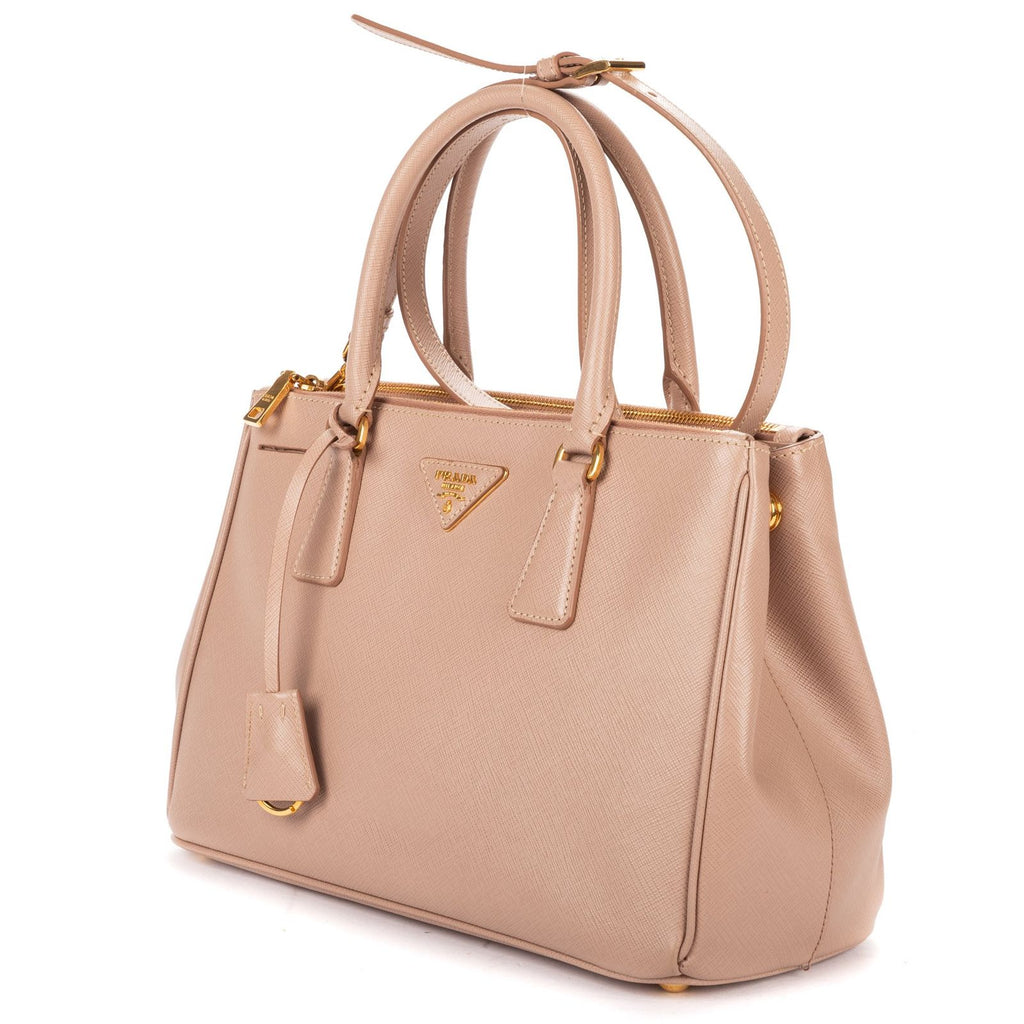Prada la the Double Zip Galleria Tote Pink Saffiano Leather — view 2