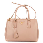 Prada la the Double Zip Galleria Tote Pink Saffiano Leather
