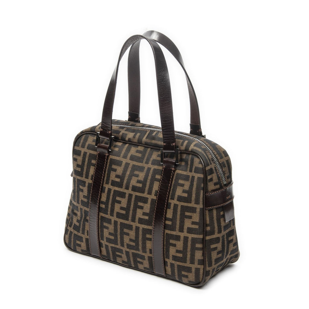 Fendi Vintage Boston Brown Black Zucca Canvas Handbag — view 2