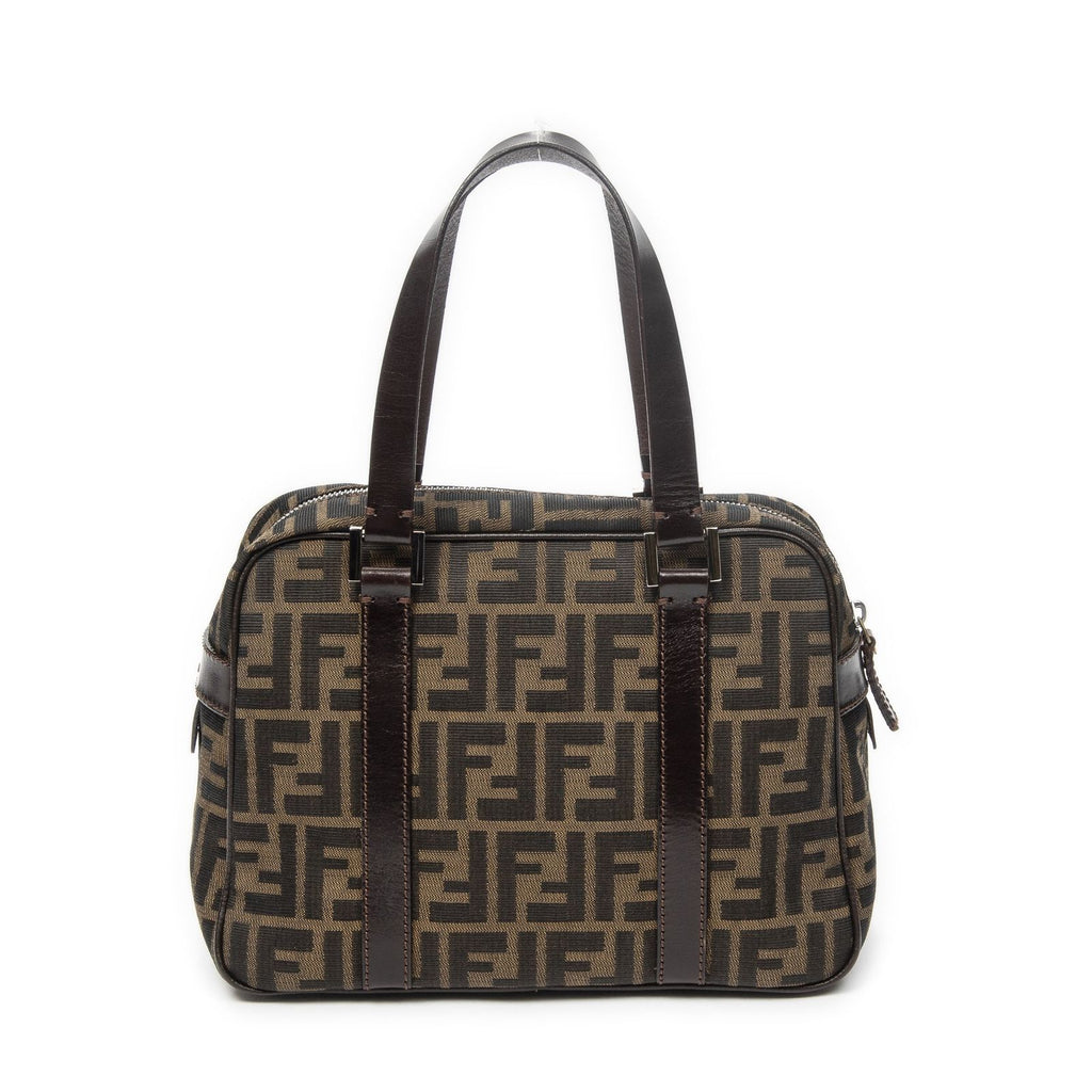 Fendi Vintage Boston Brown Black Zucca Canvas Handbag — view 5