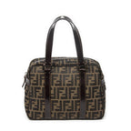 Fendi Vintage Boston Brown Black Zucca Canvas Handbag