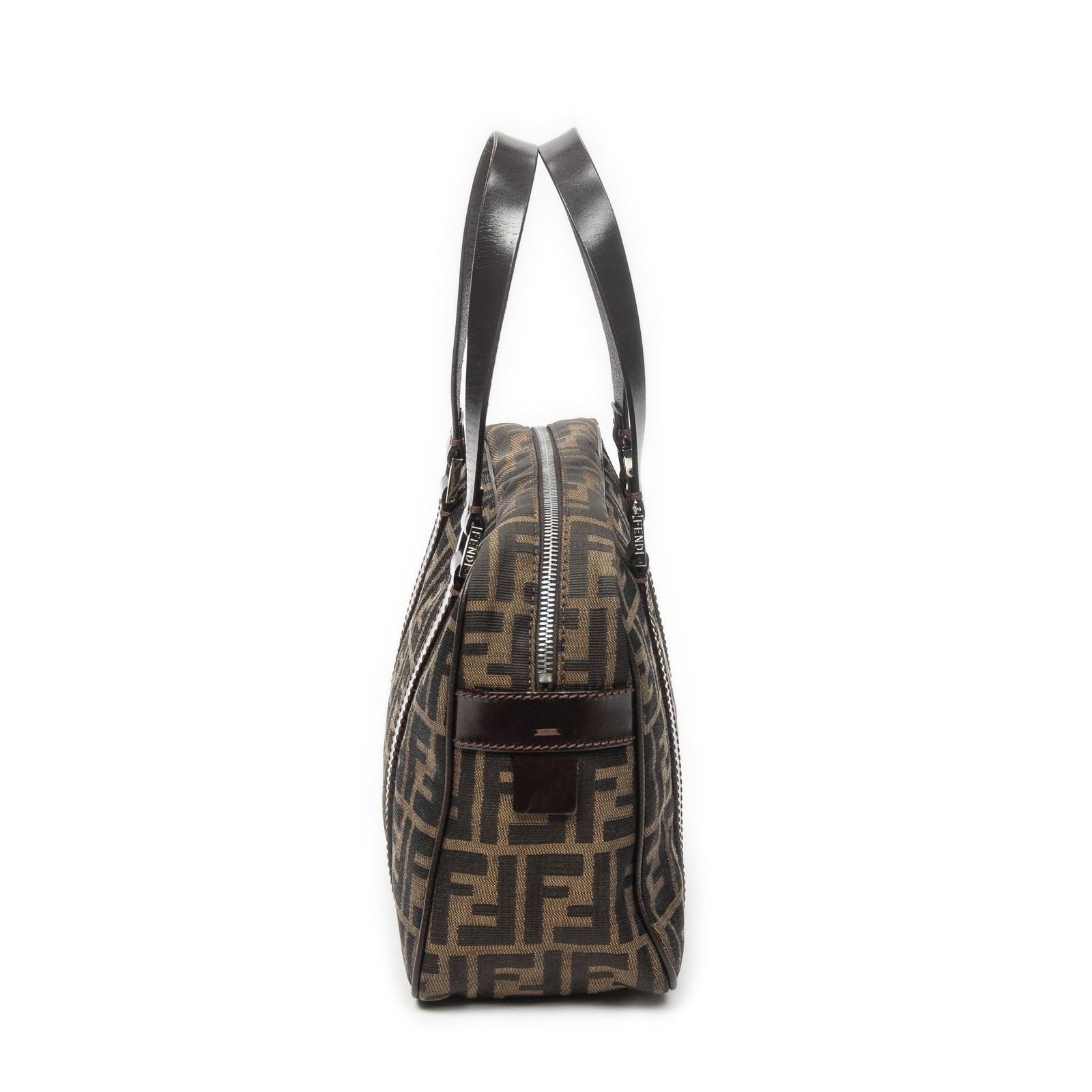 Fendi Vintage Boston Brown Black Zucca Canvas Handbag — view 3