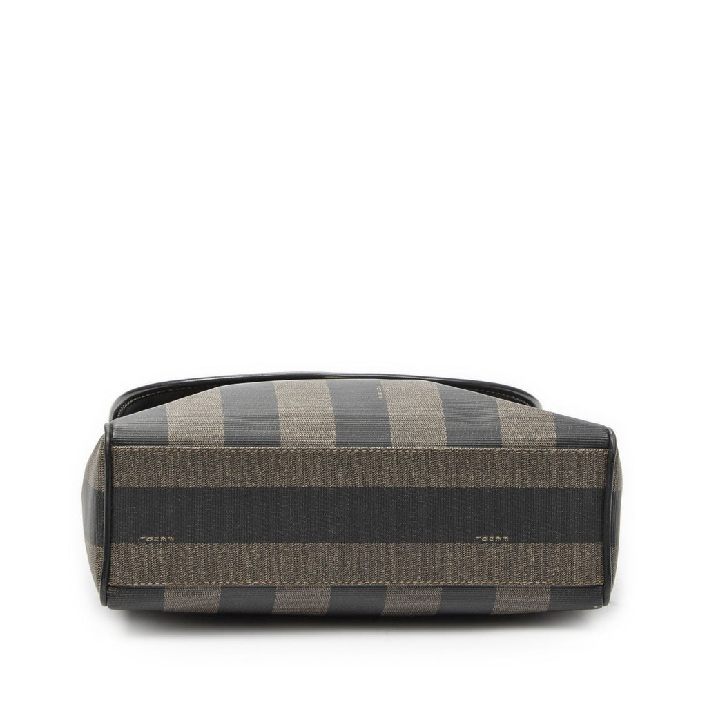 Fendi Vintage Flap Top Handle Brown Black Pecan Stripe Canvas — view 6