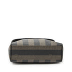 Fendi Vintage Flap Top Handle Brown Black Pecan Stripe Canvas — view 6