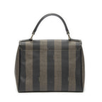 Fendi Vintage Flap Top Handle Brown Black Pecan Stripe Canvas — view 5