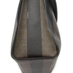Fendi Vintage Flap Top Handle Brown Black Pecan Stripe Canvas — view 7