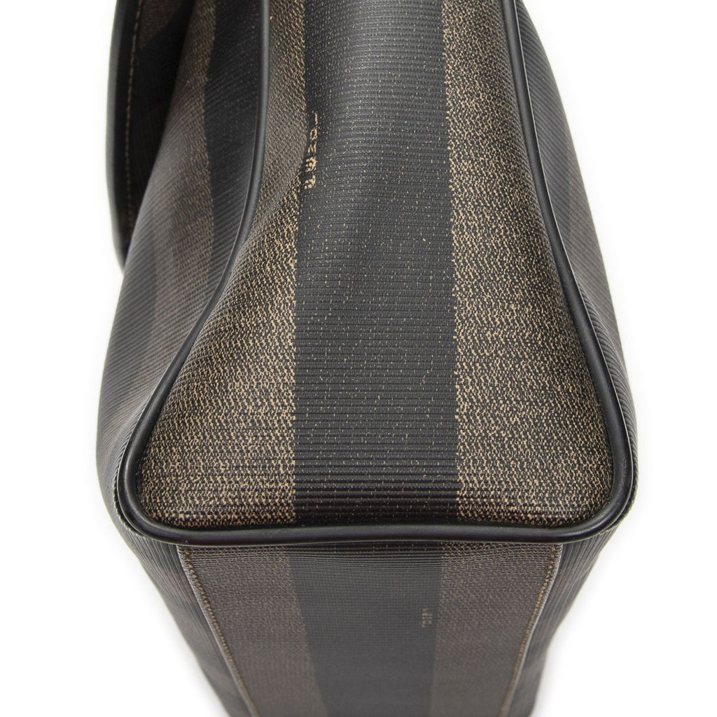 Fendi Vintage Flap Top Handle Brown Black Pecan Stripe Canvas — view 8