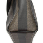 Fendi Vintage Flap Top Handle Brown Black Pecan Stripe Canvas — view 8