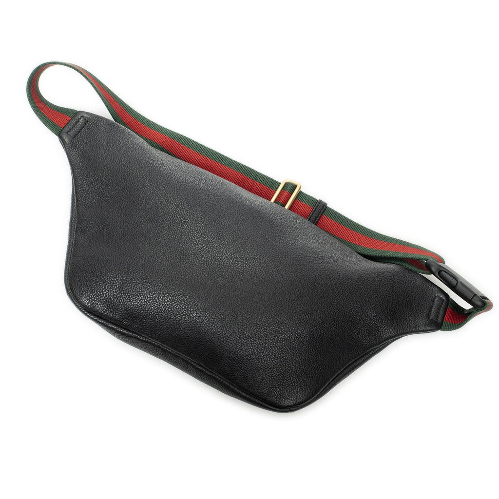 Gucci Web Logo Belt Bag Black Grain Calf Skin Leather — view 2
